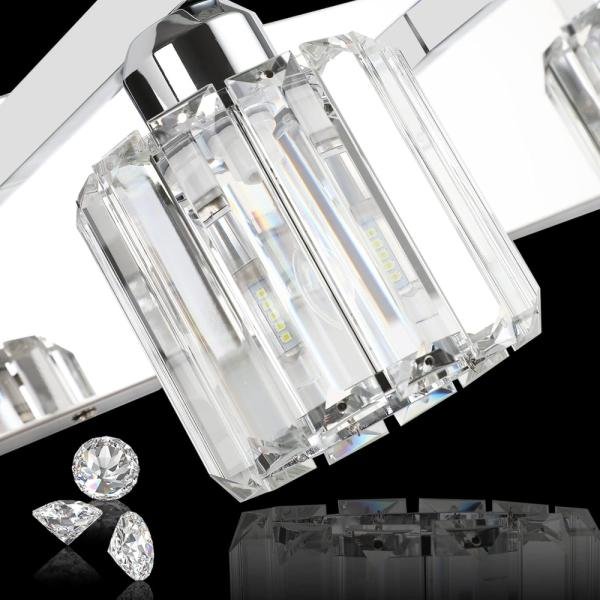 Aipsun Lámpara de tocador de cristal moderna para baño, lámpara de pared sobre espejo, 3 luces (no incluye bombilla) - Imagen 4