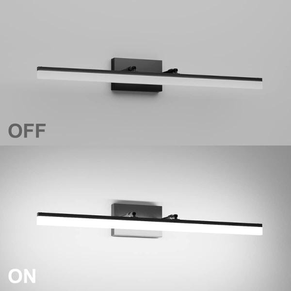 Aipsun Lámpara de tocador negra moderna de 31.5 pulgadas, accesorios de iluminación de baño ajustables sobre espejo giratorio 5500K - Imagen 3