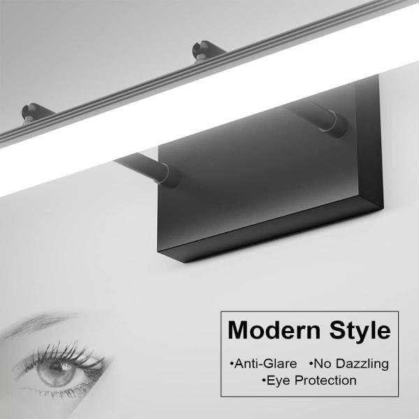 Aipsun Lámpara de tocador negra moderna de 31.5 pulgadas, accesorios de iluminación de baño ajustables sobre espejo giratorio 5500K - Imagen 4