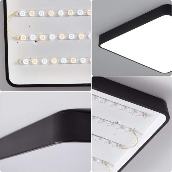 Ganeed Lámpara de techo LED de 19.6 pulgadas, lámparas de techo LED negras de 39 W, lámpara de techo - Imagen 5
