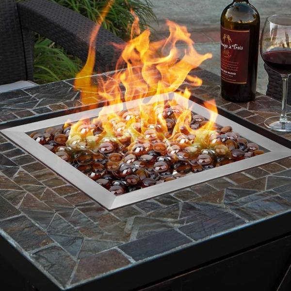 onlyfire - Sartén plana cuadrada de acero inoxidable con anillo de quemador, 46cm - Imagen 2