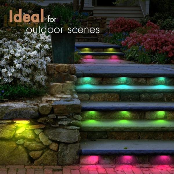 OVAC -Luces de pared de contención, 12 pulgadas RGB, Led Hardscape Pavimentadora 1.5W 360 Giratorio 12V CC, de paso, bajo voltaje, aire libre, impermeable, Iluminación - Imagen 3