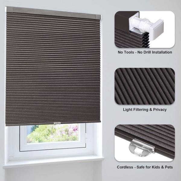 LazBlinds Persianas celulares opacas sin cables, sin herramientas, sin taladro, para ventana, tamaño de 50cm de ancho x 162cm de alto - Imagen 3