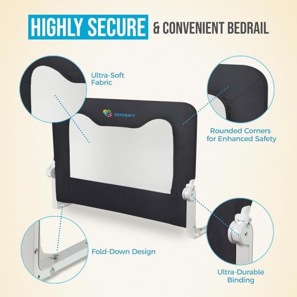 Rieles de seguridad para cama para niños pequeños, protector de riel de cama para Queen, King, tamaño matrimonial, cama de colchón individual (90 cm ancho x 59 cm alto) - Imagen 2