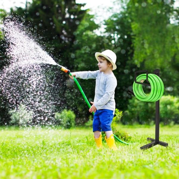 Sageme - Soporte para manguera independiente, soporte de metal resistente para manguera, gancho de almacenamiento para mangueras de jardín, (100 pies - Imagen 3