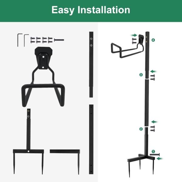 Sageme - Soporte para manguera independiente, soporte de metal resistente para manguera, gancho de almacenamiento para mangueras de jardín, (100 pies - Imagen 4