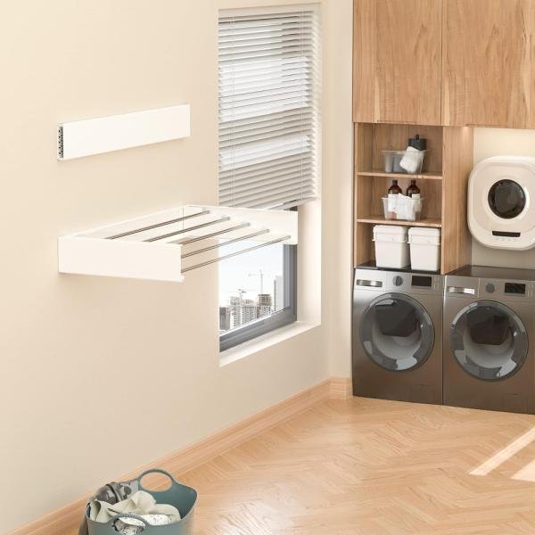 Tendedero de secado de ropa montable, montaje en pared, plegable, para interiores, ropa de lavandería, secado al aire libre, resistente, ahorrador de espacio - Imagen 2