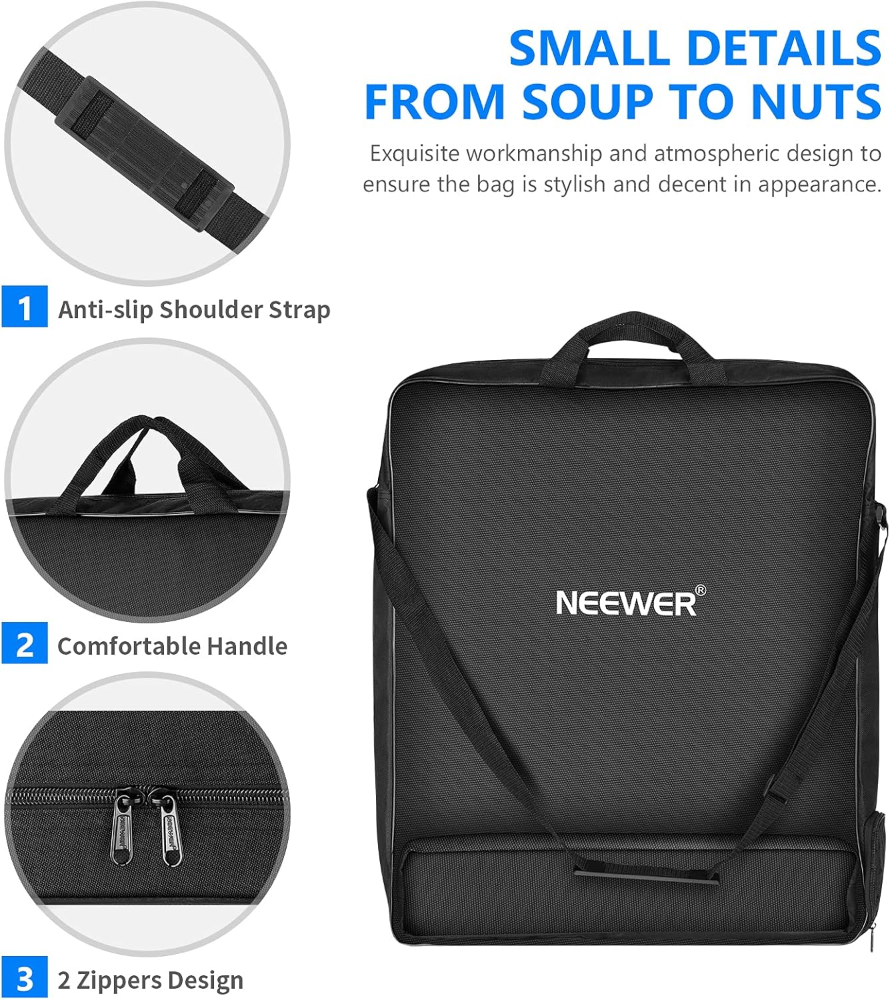 Neewer Bolsa de transporte para fotografía, funda protectora para anillo de luz de 18 pulgadas y trípode plegable de 21 pulgadas, 21 x 21 pulgadas, nailon ligero y duradero - Imagen 4
