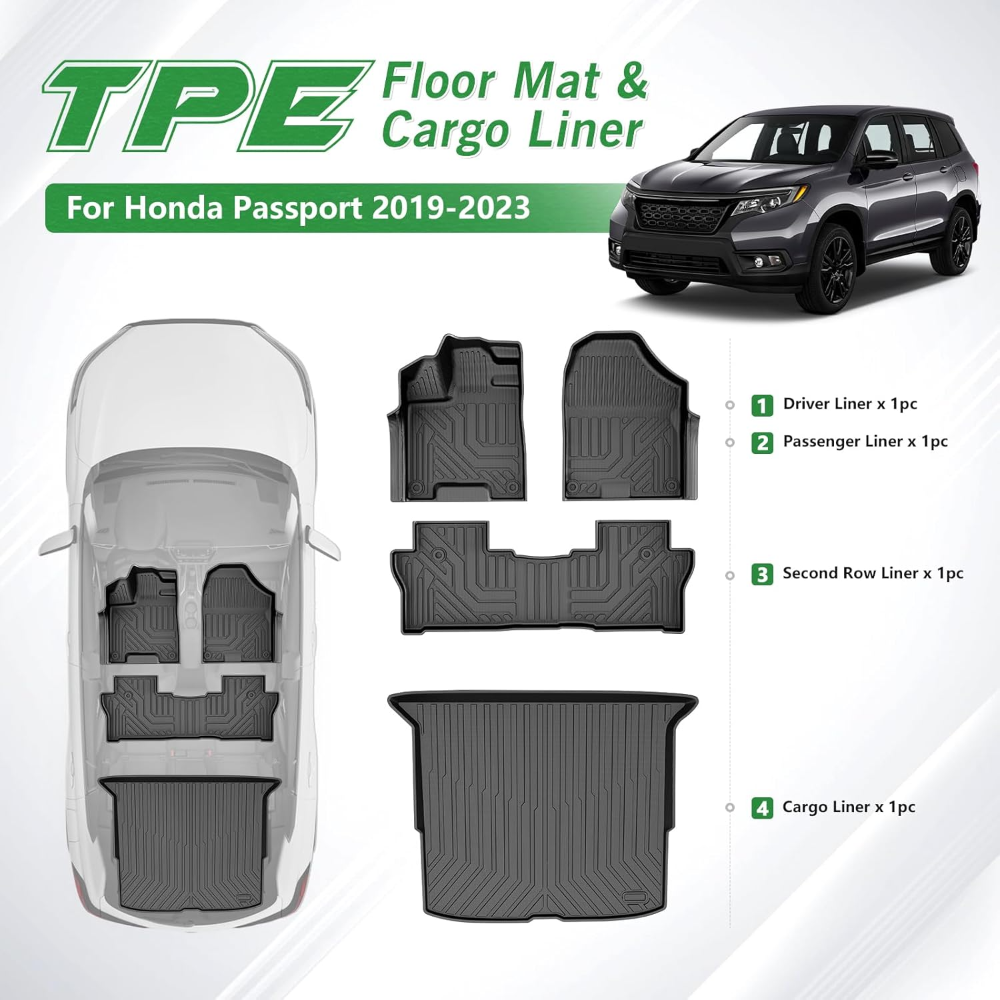 Alfombrilla de suelo y revestimiento de carga Cacartist, personalizada, para Honda Passport 2019 2020 2021 2022 2023 2024 2025, accesorios para Passport, TPE 3D, para todo tipo de clima, resistente y - Imagen 5
