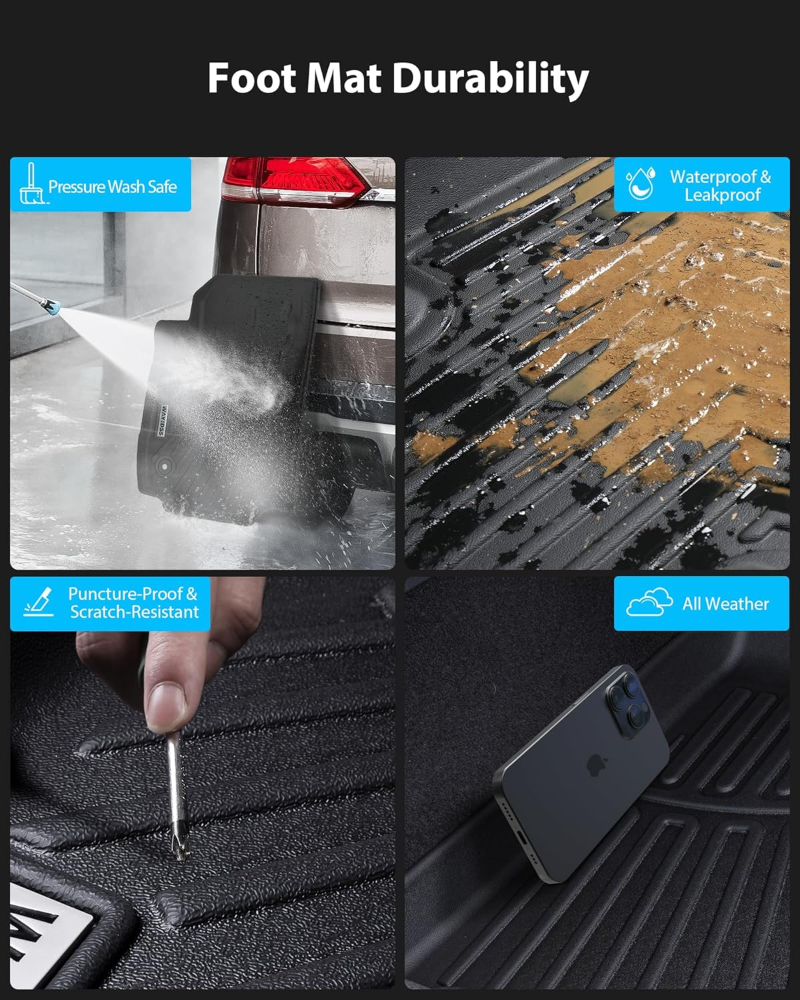 Alfombrillas de 3 filas y forro de carga para Mazda CX-90 6 y 7 asientos 2024 2025 (ambos se ajustan a CX90 con y sin consola de 2da fila), protección TPE para todo tipo de clima, antideslizante - Imagen 3