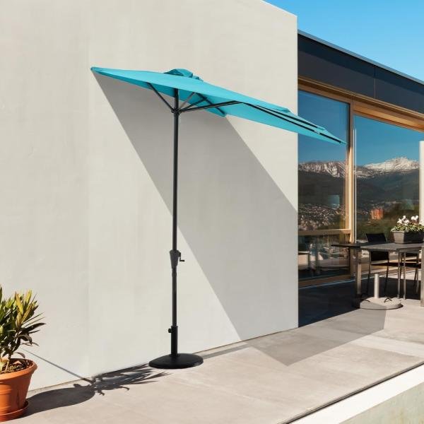 COBANA - Paraguas de medio patio, para exteriores, para patio, balcón, jardín, terraza., Azul - Imagen 3
