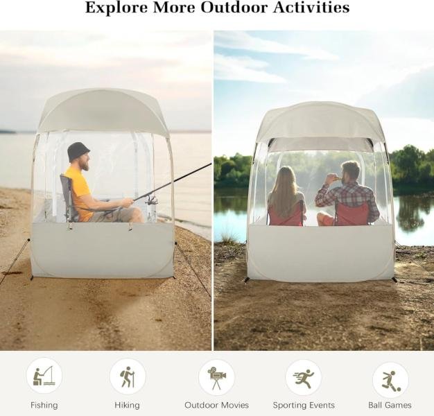 Tienda de campaña deportiva para 1-2 personas, desplegable instantánea a prueba de clima con bolsa de transporte, tienda de campaña de burbujas, de visión clara para ver - Imagen 2