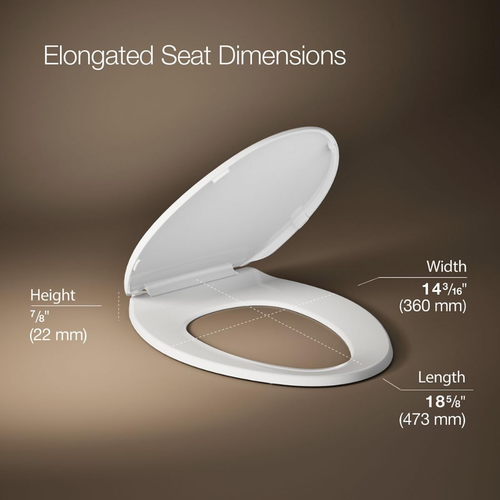 Asiento elongado para inodoro Kohler Brevia con ventaja Q2 ventaja, en color blanco - Imagen 3