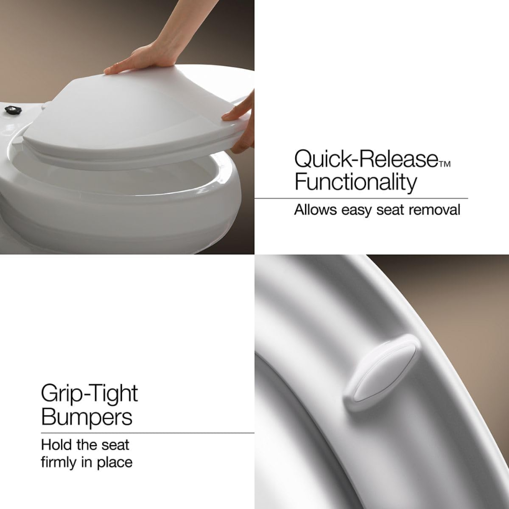 Asiento elongado para inodoro Kohler Brevia con ventaja Q2 ventaja, en color blanco - Imagen 4