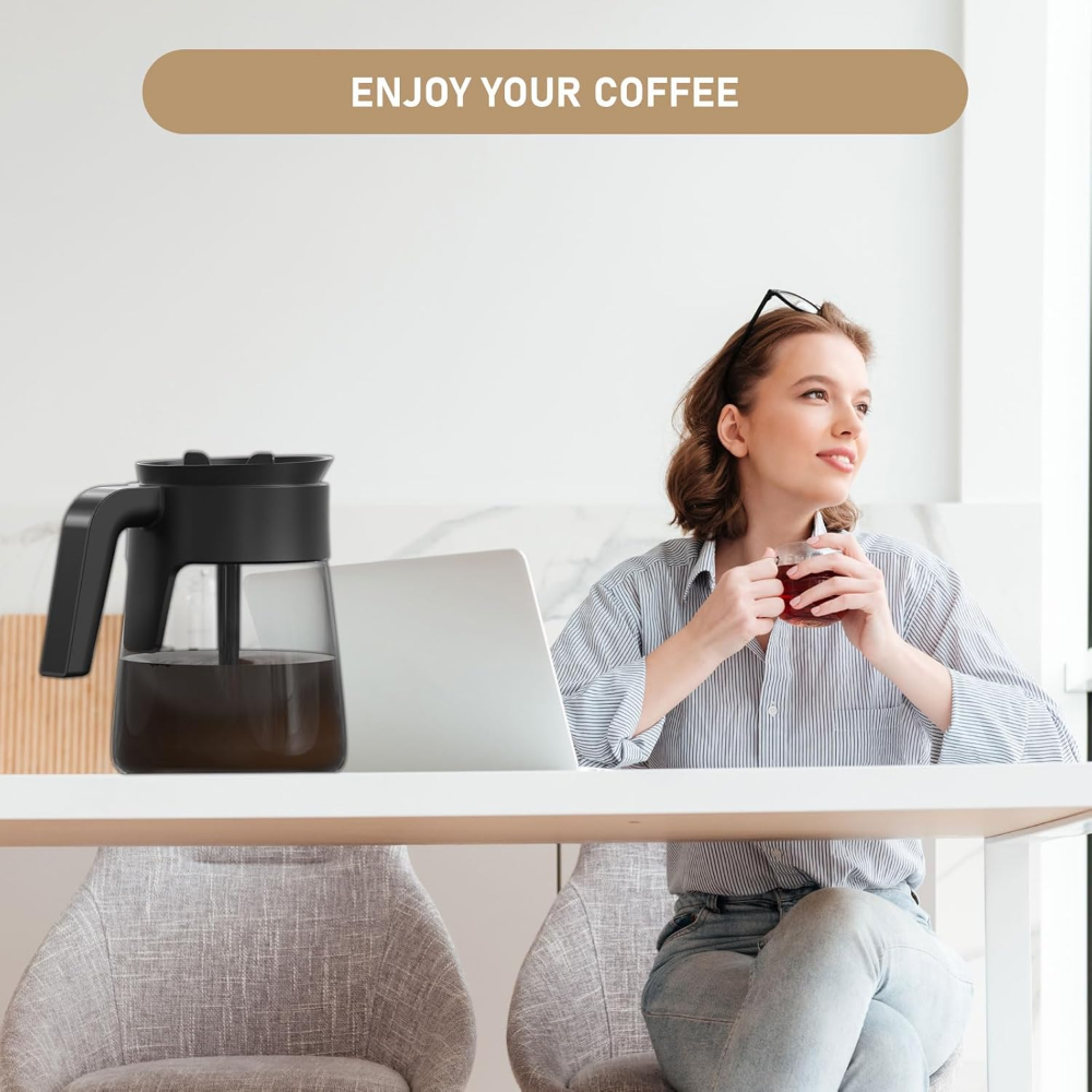 Repuesto para cafetera Ninja, jarra de vidrio de 12 tazas, mango ergonómico, tapa antigoteo, compatible con modelos Ninja de filtro, apta para lavavajillas. - Imagen 2