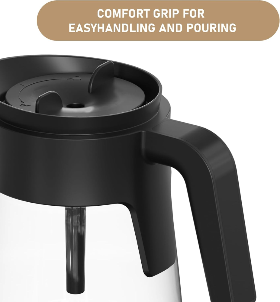 Repuesto para cafetera Ninja, jarra de vidrio de 12 tazas, mango ergonómico, tapa antigoteo, compatible con modelos Ninja de filtro, apta para lavavajillas. - Imagen 4