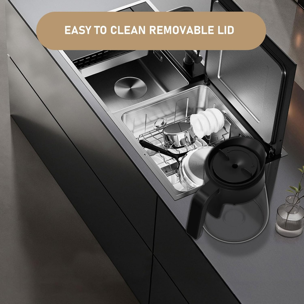Repuesto para cafetera Ninja, jarra de vidrio de 12 tazas, mango ergonómico, tapa antigoteo, compatible con modelos Ninja de filtro, apta para lavavajillas. - Imagen 5