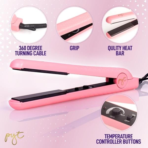 PYT Plancha de pelo profesional, cerámica, 150?W, temperatura ajustable, ideal para alisar, rizar u ondular, apta para todo tipo de cabello, uso profesional. - Imagen 2