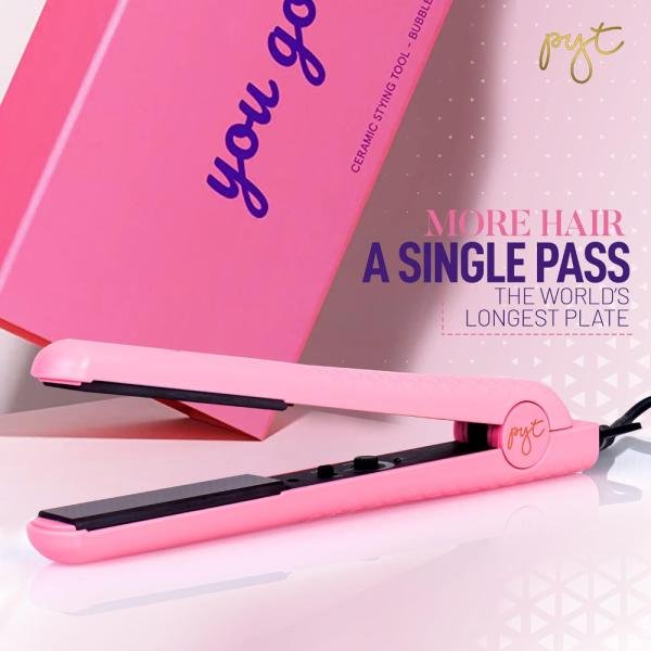 PYT Plancha de pelo profesional, cerámica, 150?W, temperatura ajustable, ideal para alisar, rizar u ondular, apta para todo tipo de cabello, uso profesional. - Imagen 5