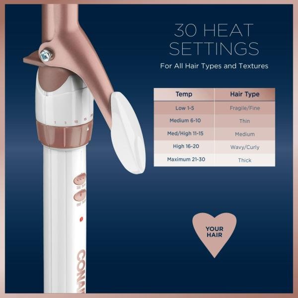 Rizador de cabello de 0.75", doble capa cerámica, reduce el frizz, distribuye calor uniformemente, control de 30 temperaturas, punta fría, apagado automático. - Imagen 3