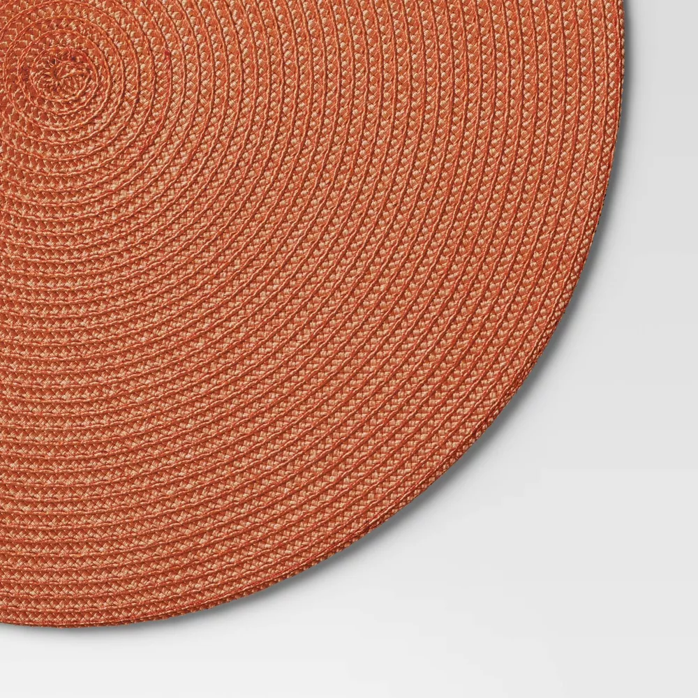 Threshold Polyround Charger, mantel individual redondo, color naranja, material plástico duradero, fácil de limpiar, ideal para decoración de mesa. - Imagen 3