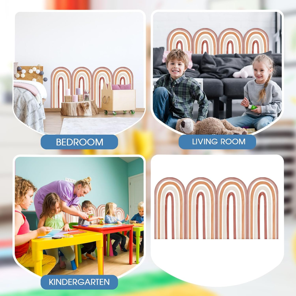 4 piezas de almohadillas 3D de pared anticolisión para niños 23.62 x 11.81 pulgadas - Imagen 3