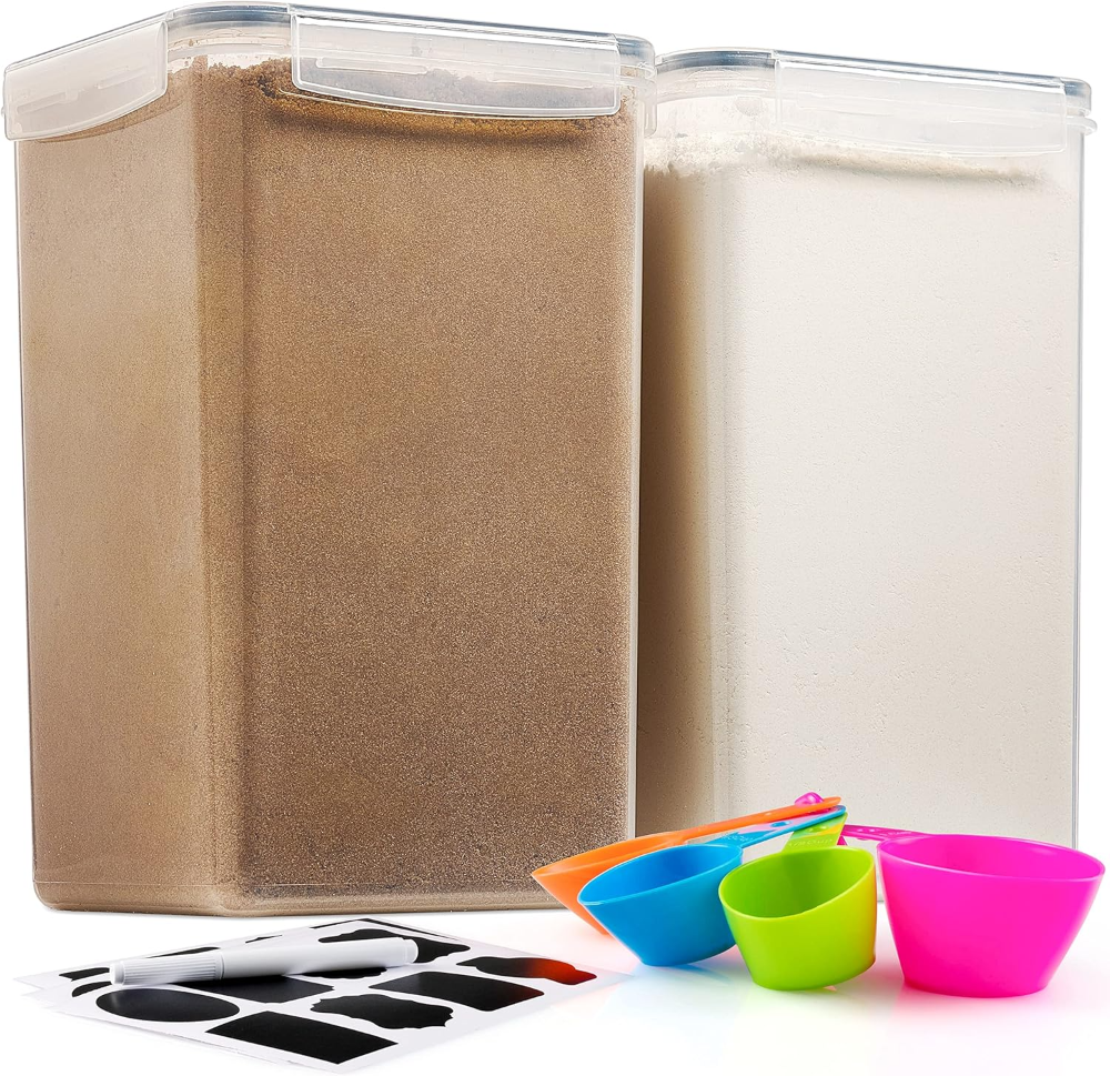 Paquete de 2 recipientes herméticos extra grandes para almacenamiento de alimentos, 6.5 litros/220 onzas, de plástico transparente. - Imagen 2