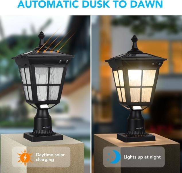 Kemeco ST4311AQ - Lámpara solar LED de aluminio fundido con base de ajuste de 3 pulgadas para montaje de poste de jardín al aire libre - Imagen 5