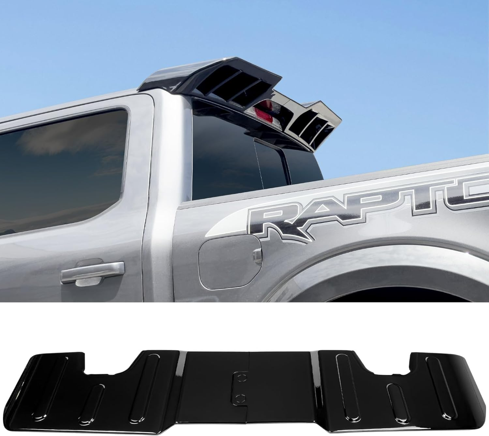 Alerón de techo trasero de cabina compatible con Ford F-150 2019-2024, accesorios de alerón de techo de ventana, diseñada de acuerdo con los datos de escaneo láser 3D para garantizar ajuste perfecto