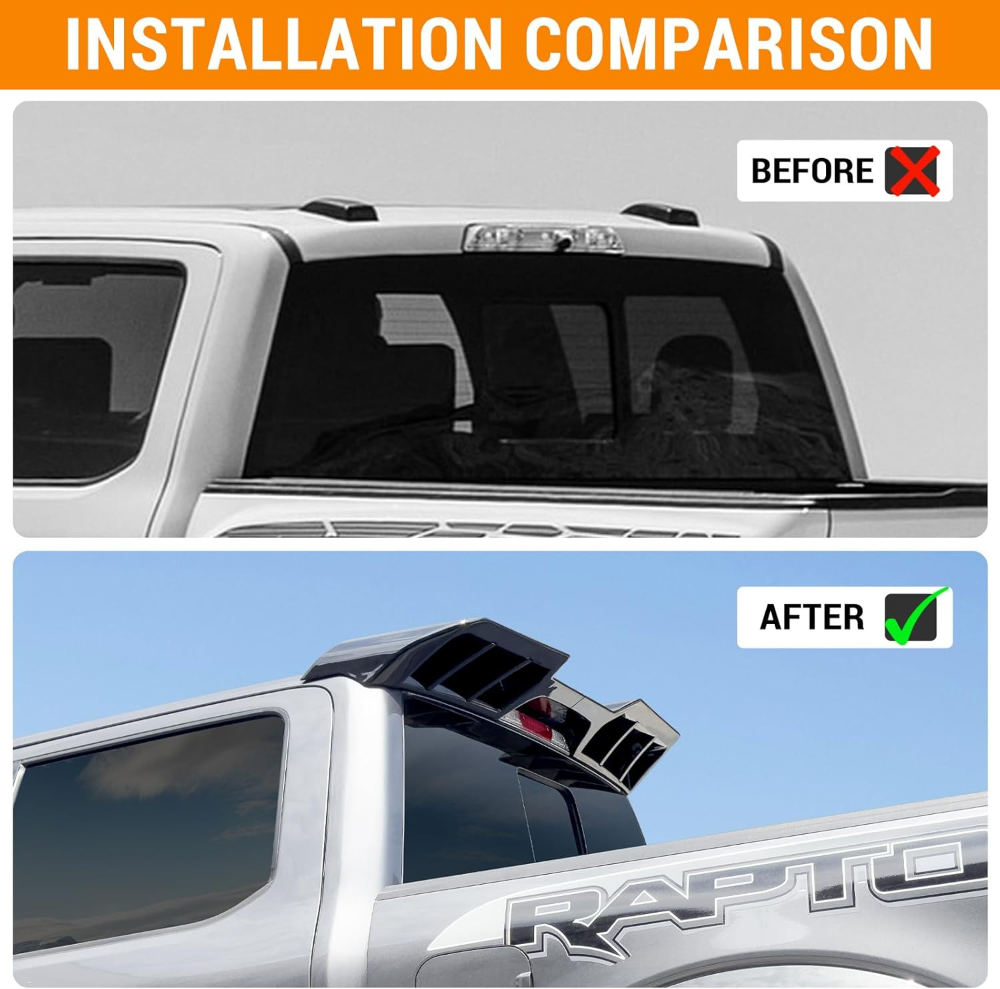 Alerón de techo trasero de cabina compatible con Ford F-150 2019-2024, accesorios de alerón de techo de ventana, diseñada de acuerdo con los datos de escaneo láser 3D para garantizar ajuste perfecto - Imagen 4