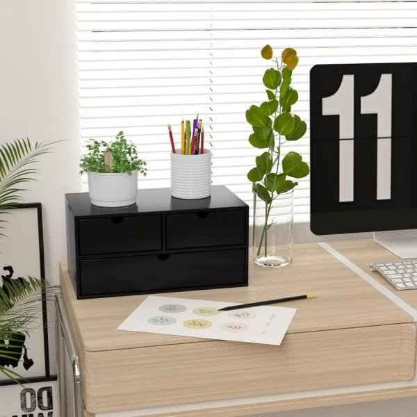 Organizador de escritorio de bambú apilable, totalmente montado, mini cajón de escritorio de bambú, organización de almacenamiento de cosméticos para oficina o hogar (3 cajones) - Imagen 3