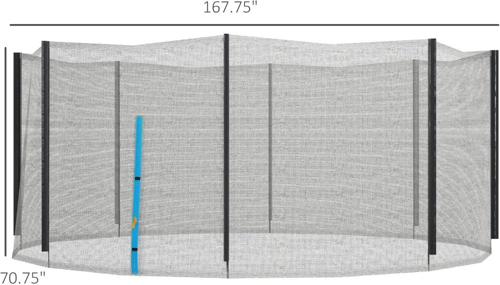 Soozier Red de seguridad para trampolín redondo de 14 pies con 8 postes rectos (postes no incluidos), caja de repuesto de red de trampolín resistente a la intemperie - Imagen 2