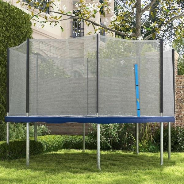Soozier Red de seguridad para trampolín redondo de 14 pies con 8 postes rectos (postes no incluidos), caja de repuesto de red de trampolín resistente a la intemperie