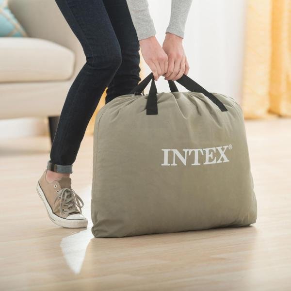 Colchón inflable Intex con bomba integrada y almohada Dura-Beam Plus, tamaño individual. Cama inflable portátil de lujo para adultos, camping e invitados - Imagen 3