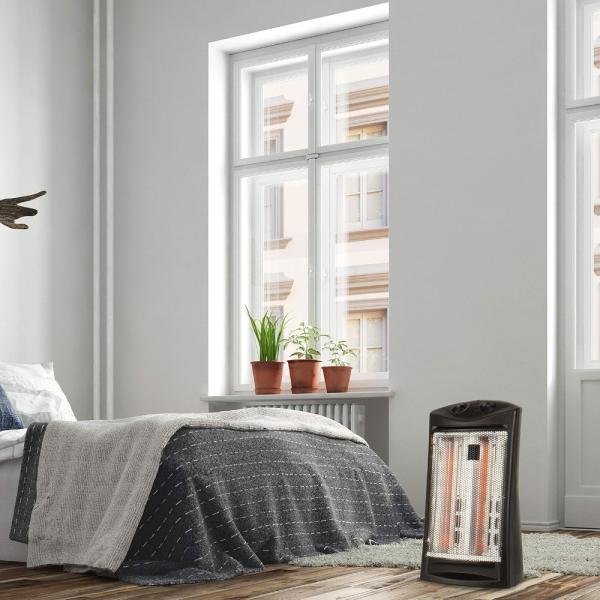 BLACK+DECKER Calentador de torre de cuarzo radiante infrarrojo, calentador de espacio de 1500 W con termostato ajustable, calentador portátil con 2 ajustes VALORADO