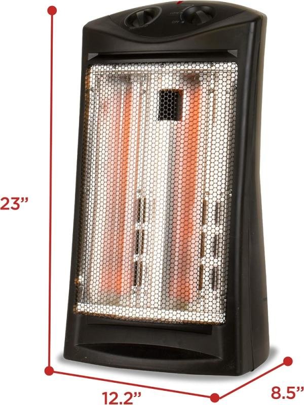 BLACK+DECKER Calentador de torre de cuarzo radiante infrarrojo, calentador de espacio de 1500 W con termostato ajustable, calentador portátil con 2 ajustes VALORADO - Imagen 3