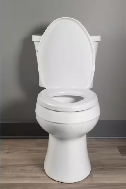 Asiento de inodoro alargado con cojín cómodo antimicrobiano, tapa de plástico y aro de vinilo, color blanco - Imagen 2