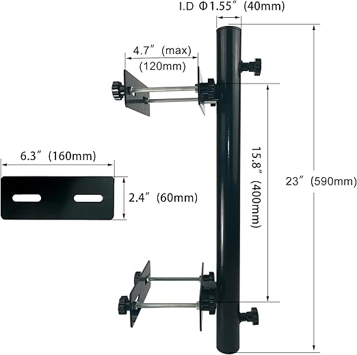 Soporte para sombrilla de patio, soporte de metal resistente para terraza, base resistente para abrazaderas montadas en barandilla con poste maximizando el espacio del balcón y la sombra - Imagen 2