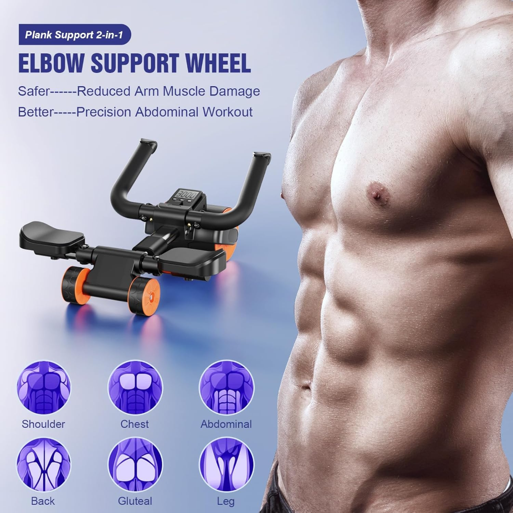 Rodillo abdominal con soporte para codos, rueda de rebote automático, incluye temporizador, ideal para entrenamiento básico en casa, ejercicio abdominal efectivo. - Imagen 4