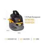 Stinger HD2025C Aspiradora húmedo/seco, 2.5 gal, 1.75 HP pico, tanque plástico resistente, incluye manguera 1-1/4", boquillas, varillas, bolsa filtro, función soplador.. - Imagen 5