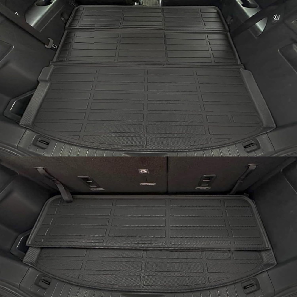 Alfombrillas y revestimiento Hyundai Santa FE 2024-2025 no híbrido, juego completo TPE, caucho negro, protección todo clima, incluye maletero y accesorios de carga. - Imagen 2
