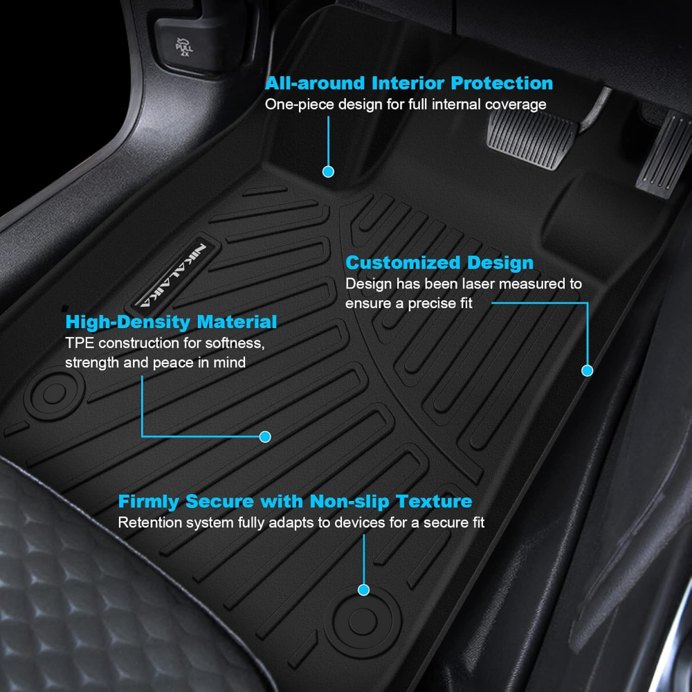 Alfombrillas y revestimiento Hyundai Santa FE 2024-2025 no híbrido, juego completo TPE, caucho negro, protección todo clima, incluye maletero y accesorios de carga. - Imagen 3