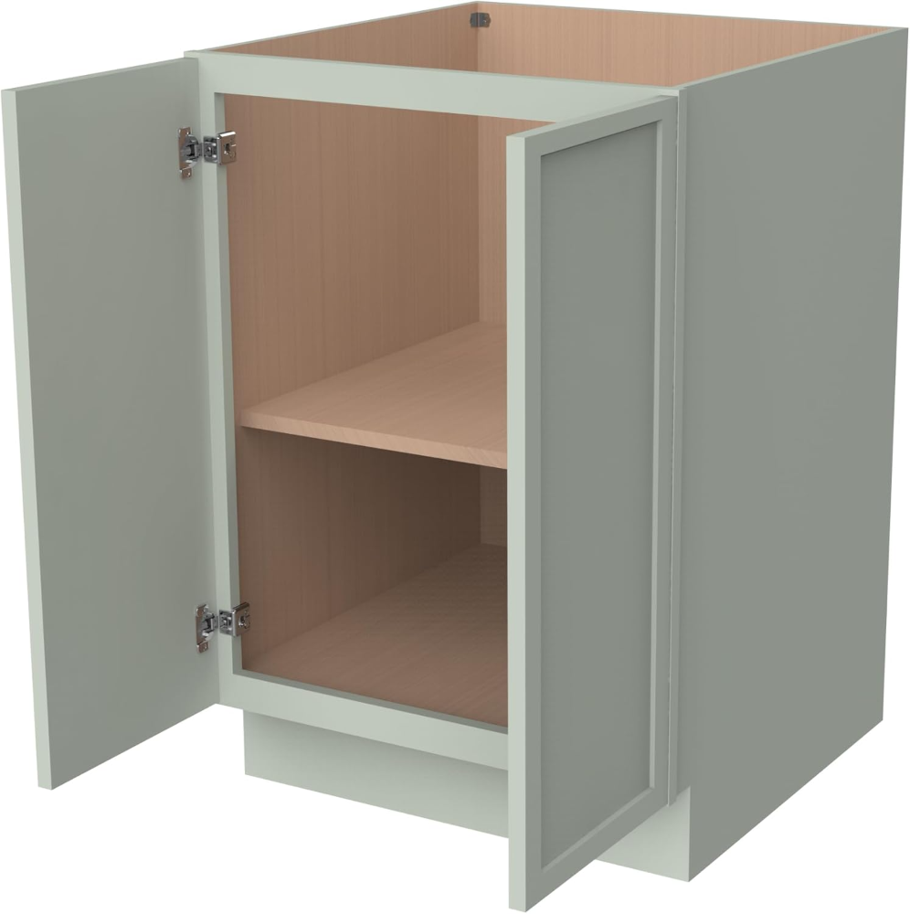 Armario RTA madera maciza, verde jade, 2 puertas, 1 estante, medidas 76x61x87 cm, base y puerta de altura completa, ideal cocina, sala, recibidor u oficina. - Imagen 5
