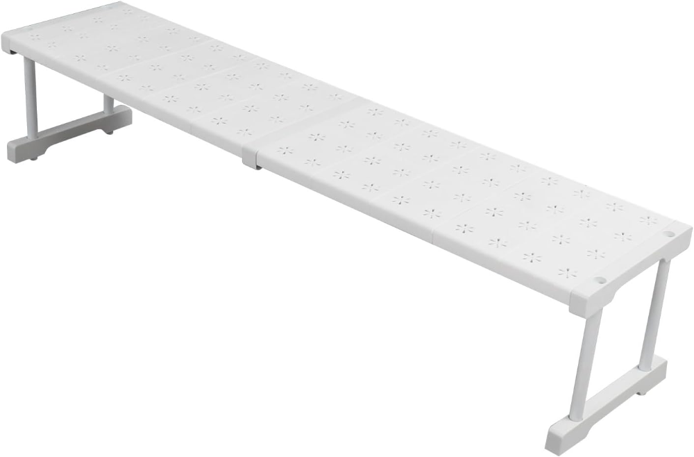 Shanrya Estante de tensión para armario, ampliable, estructura estable, resistente, fácil instalación, almacenamiento ajustable, organizador práctico para ropa y accesorios.