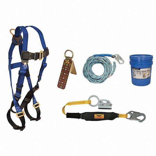 CONDOR Kit de protección contra caídas 45J298, anclaje para techo, uso general, arnés universal con patas y hebilla de lengüeta.
