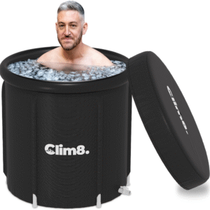 Bañera de hielo para atletas: bañera fría de 85 galones con tapa, aislada de 4 capas portátil independiente para recuperación CLIM8