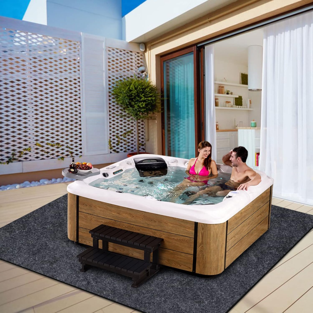 Almohadilla inflable para bañera de hidromasaje de 228 x 228 cm, para exteriores e interiores, respaldo antideslizante impermeable, absorbente para base de suelo de spa, piscina. - Imagen 2
