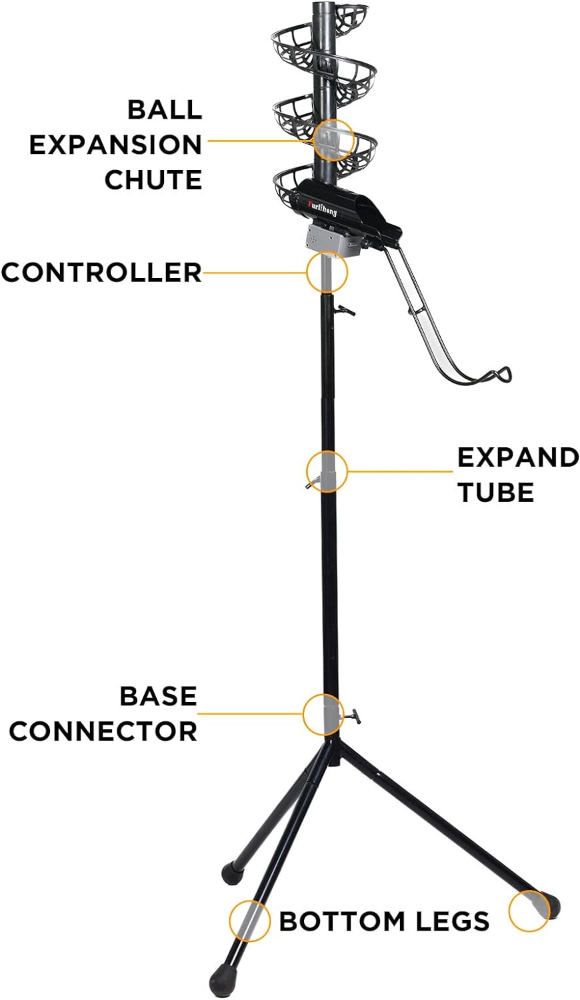777BH-B - Alimentador automático de béisbol 2 en 1 y entrenador de lanzamiento suave, estable y ajustable en altura, apilador de bolas extensible, con canal extraíble. VALORADO - Imagen 3