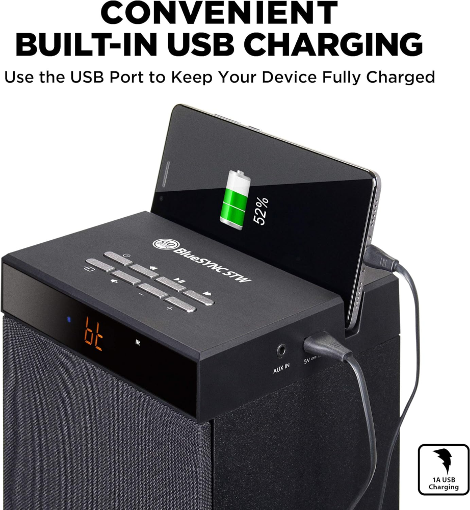 Altavoz de torre Bluetooth con subwoofer integrado, altavoz doméstico de pie con graves potentes y controladores duales, potencia máxima de 120 W - Imagen 3