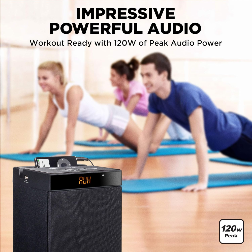Altavoz de torre Bluetooth con subwoofer integrado, altavoz doméstico de pie con graves potentes y controladores duales, potencia máxima de 120 W - Imagen 4